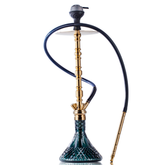 COCOYAYA King Series Regal Hookah - Gold Stem & Emerald Green Base