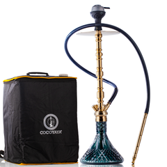 COCOYAYA King Series Regal Hookah - Gold Stem & Emerald Green Base