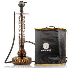 COCOYAYA Almavi Hookah (Ferro Series) with Bag - Bronze Stem & Brown Base