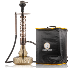 COCOYAYA Almavi Hookah (Ferro Series) with Bag - Bronze Stem & Grey Base
