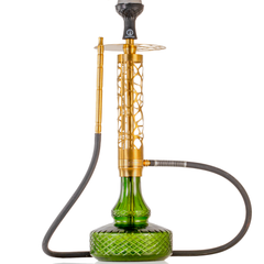 COCOYAYA Almavi Hookah (Ferro Series) - Gold Stem & Emerald Green Base