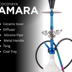 COCOYAYA Amara 4 Pipe Hookah - Rainbow Stem & White Base