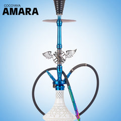 COCOYAYA Amara 4 Pipe Hookah - Rainbow Stem & White Base