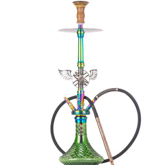COCOYAYA Amara 4 Pipe Hookah - Rainbow Stem & Green Base