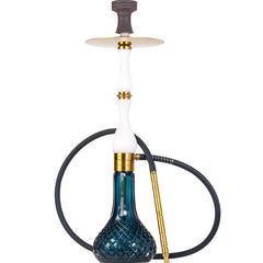 COCOYAYA Ghazi Hookah - White Gold Stem & Blue Base