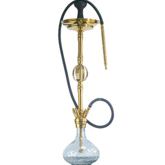 COCOYAYA Great King 4 Stripe Hookah - Gold Stem (Crackle Base)
