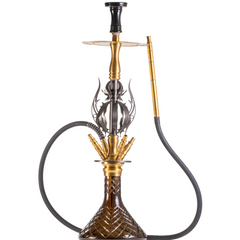 COCOYAYA Caesar 4 Pipe Hookah - Gold Stem & Brown Base