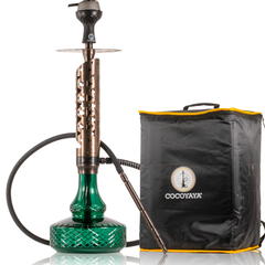 COCOYAYA Crucio Hookah (Ferro Series) with Bag - Bronze Stem & Green Base