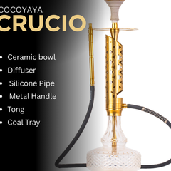 COCOYAYA Crucio Hookah (Ferro Series) - Gold Stem & Transparent Base