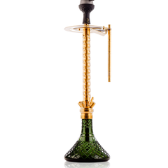 COCOYAYA King Series 2.0 DYA Hookah with Black Bag - Gold Stem & Emerald Green Base