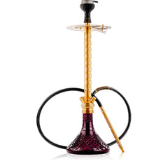 COCOYAYA King Series 2.0 Pluto Hookah with Black Bag - Gold Stem & Purple Base