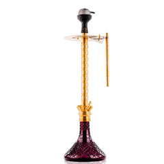 COCOYAYA King Series 2.0 Pluto Hookah with Black Bag - Gold Stem & Purple Base