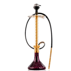 COCOYAYA King Series 2.0 Pluto Hookah with Black Bag - Gold Stem & Purple Base