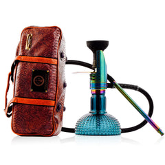 COCOYAYA Mini Ferro Hookah with Camel Bag - Rainbow Stem & Ocean Aura Base