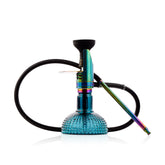 COCOYAYA Mini Ferro Hookah with Light Grey Bag - Rainbow Stem & Ocean Aura Base