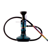 COCOYAYA Mini Ferro Hookah with Black Bag - Rainbow Stem & Royal Teal Base