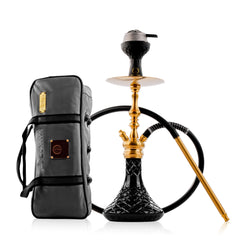 COCOYAYA Simba Hookah with Light Grey Bag - Gold Stem & Black Base