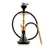 COCOYAYA Simba Hookah with Dark Grey Bag - Gold Stem & Emerald Green Base