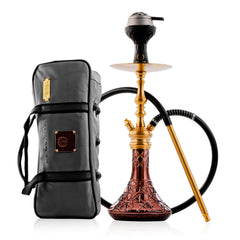 COCOYAYA Simba Hookah with Light Grey Bag - Gold Stem & Light Purple Base