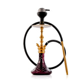 COCOYAYA Simba Hookah with Light Grey Bag - Gold Stem & Wine Base
