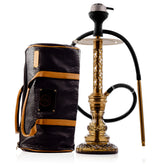 COCOYAYA Valeria Mughal Hookah with Black Bag - Gold Stem & Grey Base