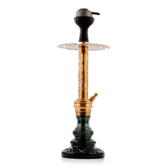 COCOYAYA Valeria Wave Hookah with Pink Bag - Gold Stem & Emerald Green Base