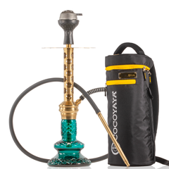 COCOYAYA Valeria Hexa Hookah with Bag - Gold Stem & Aqua Base