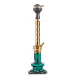COCOYAYA Valeria Hexa Hookah with Bag - Gold Stem & Aqua Base