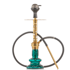 COCOYAYA Valeria Plus Hookah with Bag - Gold Stem & Aqua Base