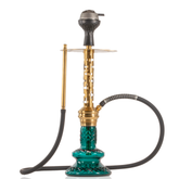 COCOYAYA Valeria Plus Hookah with Bag - Gold Stem & Aqua Base