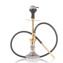 COCOYAYA Boro Bora Hookah with Bag - Gold Stem & Grey Base
