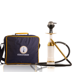 COCOYAYA Broski 2.0 LED Hookah with Bag - Gold Stem (White Base)