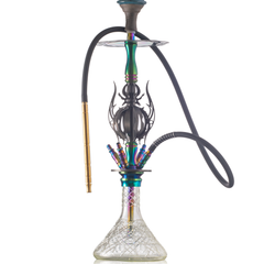 COCOYAYA Caesar 4 Pipe Hookah - Rainbow Stem & Transparent Base