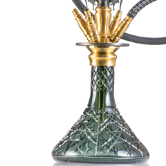 COCOYAYA Caesar 4 Pipe Hookah - Gold Stem & Aqua Base