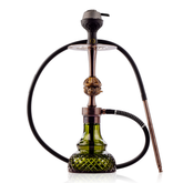 COCOYAYA Congo Baku Hookah with Green Bag - Bronze Stem & Emerald Green Base