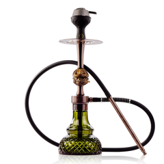 COCOYAYA Congo Baku Hookah with Green Bag - Bronze Stem & Emerald Green Base
