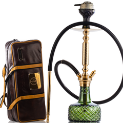 COCOYAYA Valencia Hookah with Bag- Gold & Emerald Green Base