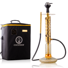 COCOYAYA Crucio Hookah (Ferro Series) with Bag - Gold Stem & CGB Gold Base