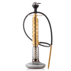 COCOYAYA Crucio Hookah (Ferro Series) with Bag - Gold Stem & CGB Grey Base