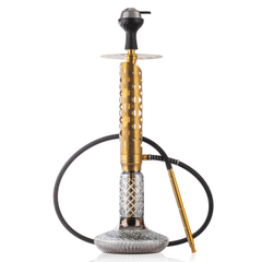 COCOYAYA Crucio Hookah (Ferro Series) with Bag - Gold Stem & CGB Grey Base