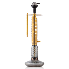 COCOYAYA Crucio Hookah (Ferro Series) with Bag - Gold Stem & CGB Grey Base