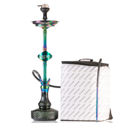 COCOYAYA Great King Hookah with Bag - Rainbow Stem & Green Base