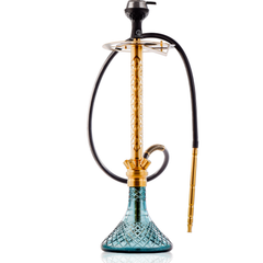 COCOYAYA King Series 2.0 Gem Hookah with Black Bag - Gold Stem & Aqua Base