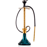 COCOYAYA King Series 2.0 Gem Hookah with Black Bag - Gold Stem & Ocean Green Base