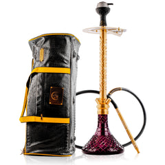 COCOYAYA King Series 2.0 Gem Hookah with Black Bag - Gold Stem & Purple Base