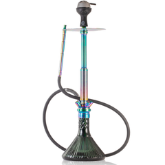 COCOYAYA King Series Spiral Hookah with Bag - Rainbow Stem & Green Line Base