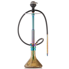 COCOYAYA King Series Spiral Hookah with Bag - Rainbow Stem & Grey Line Base