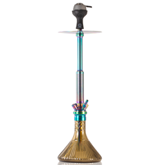 COCOYAYA King Series Spiral Hookah with Bag - Rainbow Stem & Grey Line Base