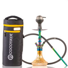COCOYAYA Madrid Hookah with Bag - Rainbow Stem & Gold Base