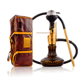 COCOYAYA Mini Ferro Hookah with Bag - Golden Stem & Bronze Base